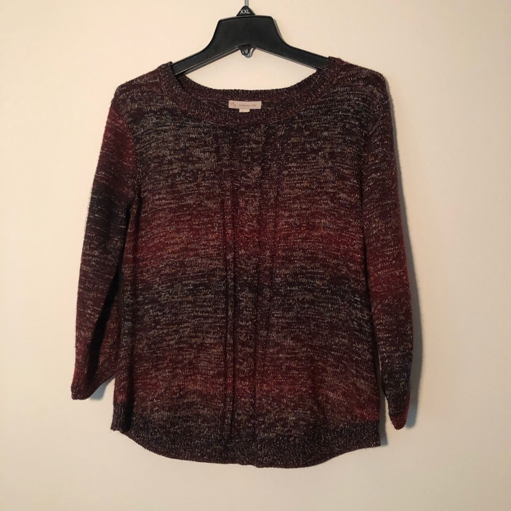 DB Loose Crew Neck Ribbed knit Sweater with Curved Sleeve, Petite Large